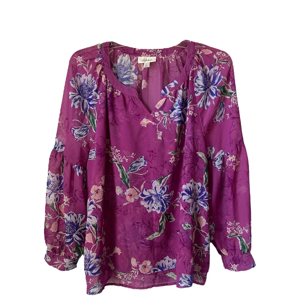 Style & Co. Women’s Purple Floral Blouse